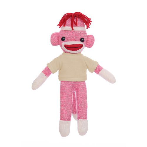 Pink Sock Monkey with Tee 8"