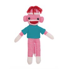 Pink Sock Monkey with Personalized Tee 8 Inches