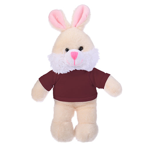 Standing Bunny with Dark Burgundy, Featuring a Cute T-Shirt and Soft Fur by Plushland.