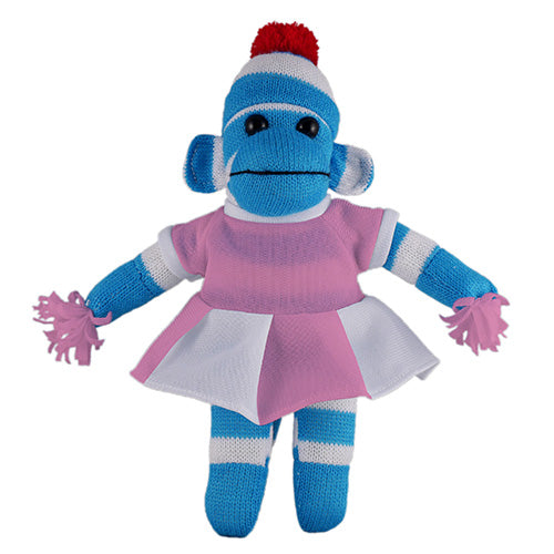 Blue Sock Monkey with Cheerleader Outfit