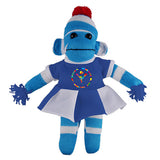 Blue Sock Monkey (Plush) with Cheerleader Outfit