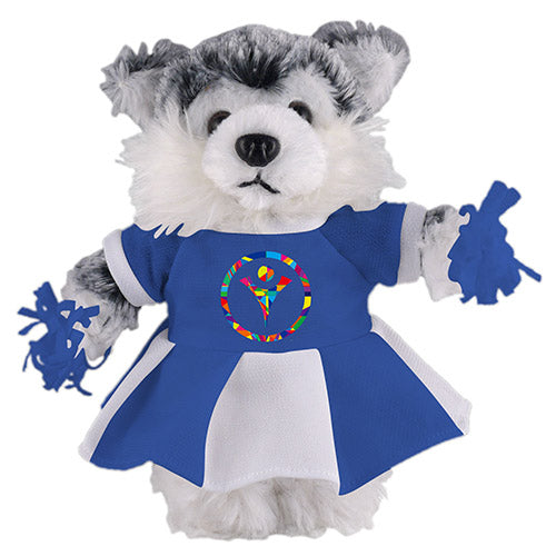 Soft Plush Stuffed Husky with Cheerleader Outfit