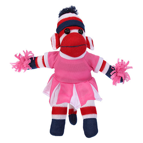Patriotic Sock Monkey Plush in Cheerleader Outfit