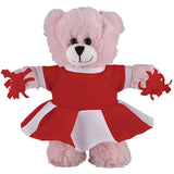 Soft Plush Stuffed Pink Teddy Bear with Cheerleader Outfit