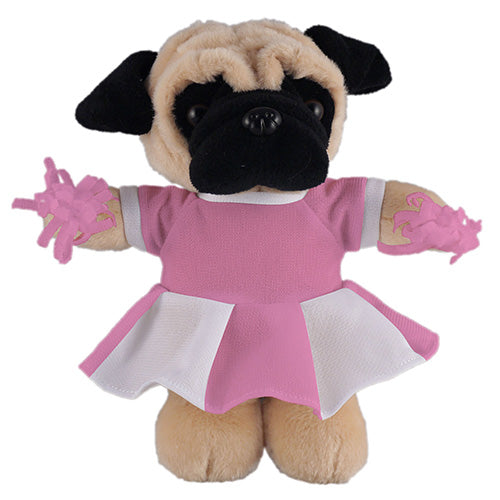 Soft Plush Stuffed Pug with Cheerleader Outfit