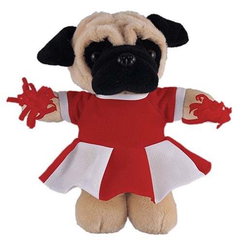 Soft Plush Stuffed Pug with Cheerleader Outfit