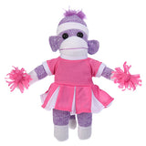 Purple Sock Monkey Plush in Cheerleader Outfit