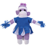 Purple Sock Monkey Plush in Cheerleader Outfit