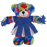 Soft Plush Stuffed Tie Dye Teddy Bear with Cheerleader Outfit