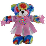 Soft Plush Stuffed Tie Dye Teddy Bear with Cheerleader Outfit