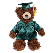 Chocolate Brandon Teddy Bear in Graduation Cap & Gown green