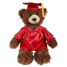 Chocolate Brandon Teddy Bear in Graduation Cap & Gown red