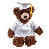 Chocolate Brandon Teddy Bear in Graduation Cap & Gown white
