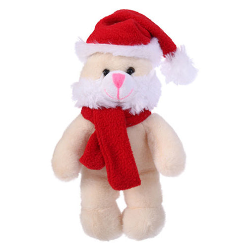 Stuffed Bunny with Christmas Hat and Scarf