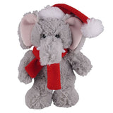 Stuffed Elephant with Christmas Hat and Scarf
