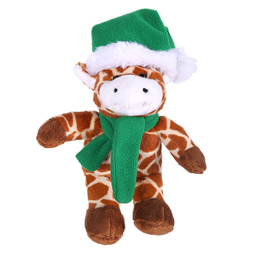 Soft Plush Stuffed Giraffe with Christmas Hat and Scarf