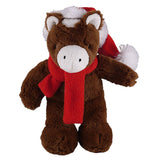 Soft Plush Stuffed Horse with Christmas Hat and Scarf