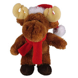 Soft Plush Stuffed Moose with Christmas Hat and Scarf