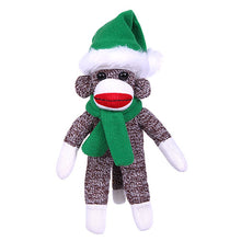 Orginal Sock Monkey with Christmas Hat and Scarf