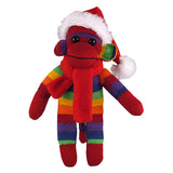 Rainbow Sock Monkey (Plush) with Christmas Hat and Scarf