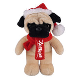 Soft Plush Stuffed Pug with Christmas Hat and Scarf