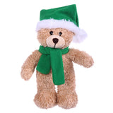 Soft Plush Stuffed Tan Teddy Bear with Christmas Hat and Scarf