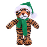 Soft Plush Stuffed Tiger with Christmas Hat and Scarf