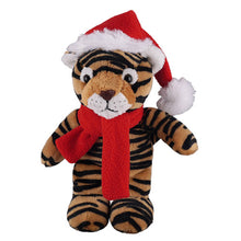 Stuffed Tiger with Christmas Hat and Scarf