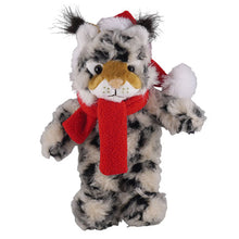 Stuffed Wild Cat with Christmas Hat and Scarf