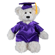 Cream Brandon Teddy Bear in Graduation Cap & Gown purple