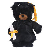 Soft Plush Black Teddy Bear in Graduation Cap & Gown black