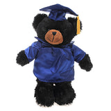 Soft Plush Black Teddy Bear in Graduation Cap & Gown