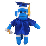 Blue Sock Monkey (Plush) in Graduation Cap & Gown
