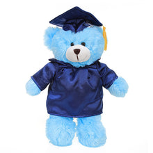 Soft Plush Blue Teddy Bear in Graduation Cap & Gown navy blue