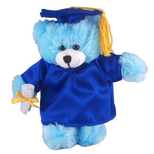 Soft Plush Blue Teddy Bear in Graduation Cap & Gown royal blue