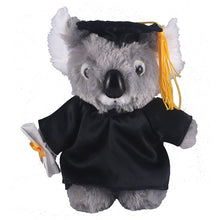 Soft Plush Koala in Graduation Cap & Gown Stuffed Animal black