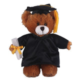 Soft Plush Mocha Teddy Bear in Graduation Cap & Gown black
