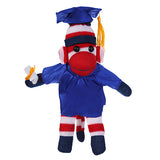 Patriotic Sock Monkey Plush with Graduation Cap and Gown