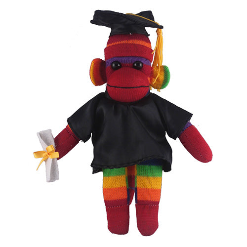 Rainbow Sock Monkey (Plush) in Graduation Cap & Gown