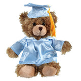 Soft Plush Stuffed Mocha Teddy Bear in Graduation Cap blue