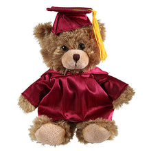 Soft Plush Stuffed Mocha Teddy Bear in Graduation Cap maroon