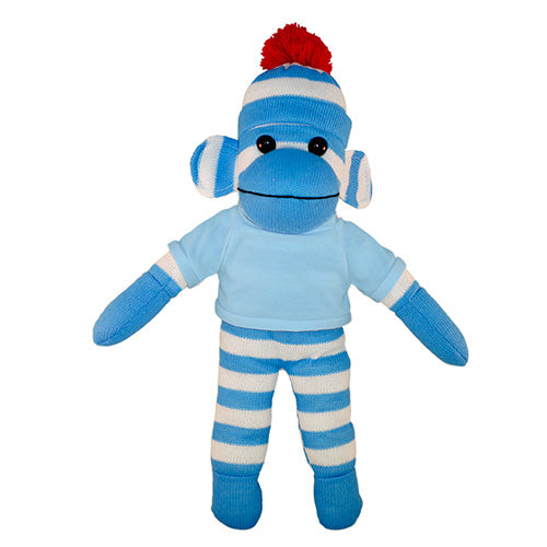 Soft Plush Blue Sock Monkey with Tee