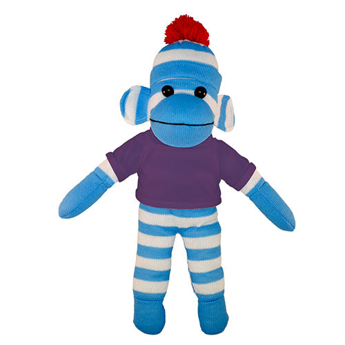 Soft Plush Blue Sock Monkey with Tee