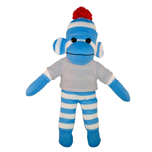 Soft Plush Blue Sock Monkey with Tee