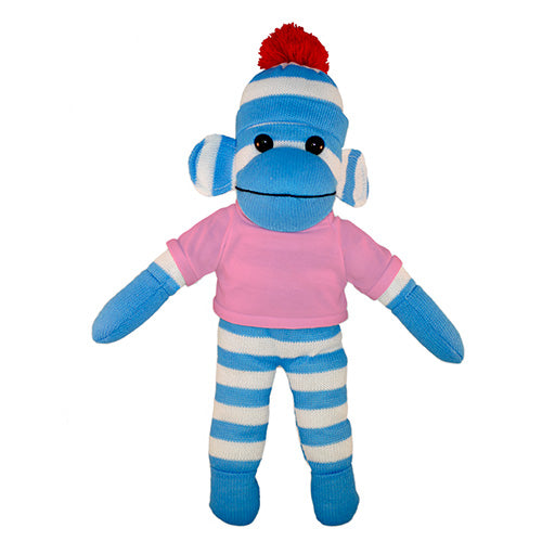 Soft Plush Blue Sock Monkey with Tee