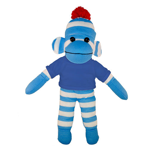 Soft Plush Blue Sock Monkey with Tee