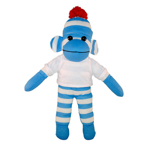 Soft Plush Blue Sock Monkey with Tee