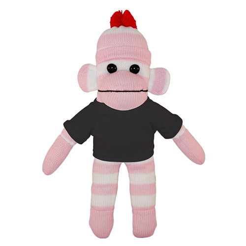 Soft Plush Pink Sock Monkey with Tee