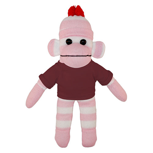 Soft Plush Pink Sock Monkey with Tee