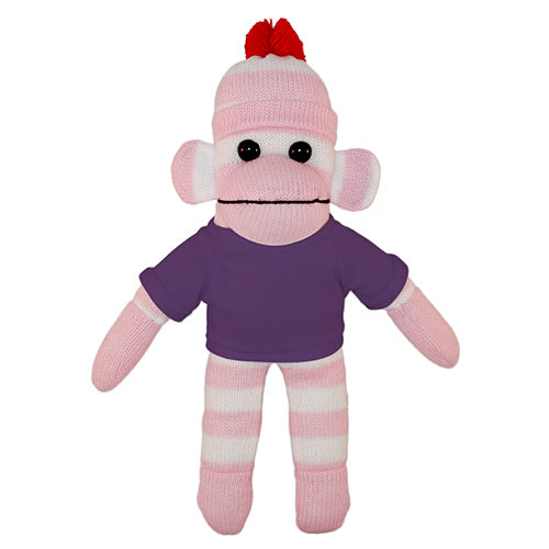 Soft Plush Pink Sock Monkey with Tee